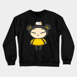 Yellow Pucca with a Cat Crewneck Sweatshirt